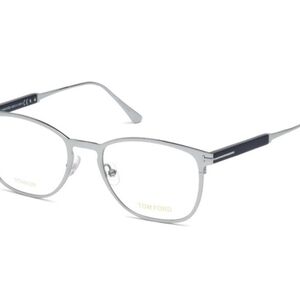 Tom Ford Men's Silver Metal Frame Glasses with Black Temple Accents